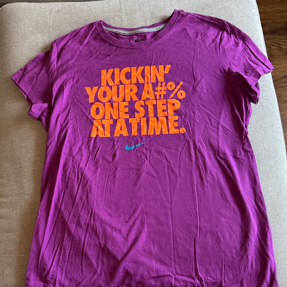 Nike Magenta Tee with Orange Text